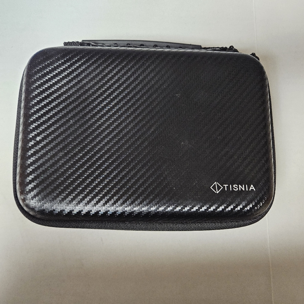 Tisnia Black Carbon Fiber Case Hard‎ Shell Zippered